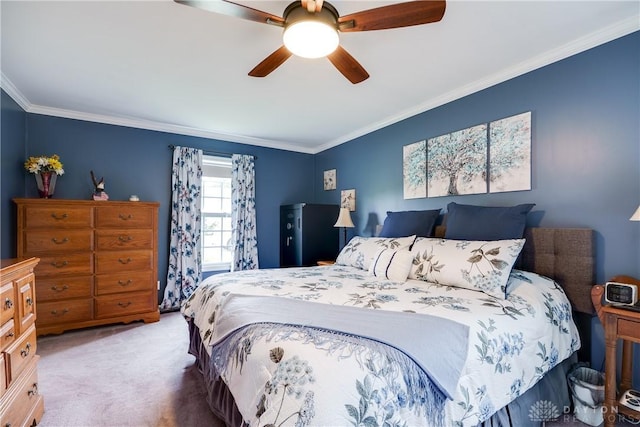 4095 N State Route 42, Waynesville, OH 45068 - bedroom with carpet floors, crown molding, and ceiling fan