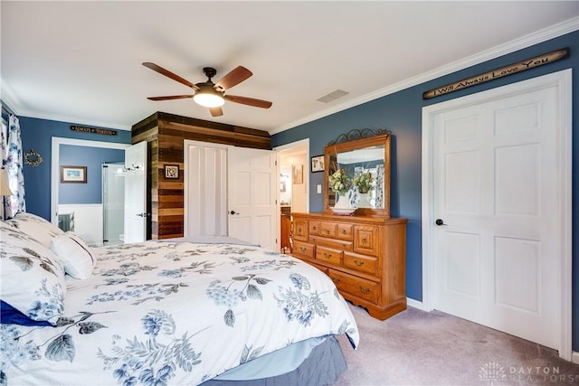 4095 N State Route 42, Waynesville, OH 45068 - carpeted bedroom featuring ornamental molding and ceiling fan