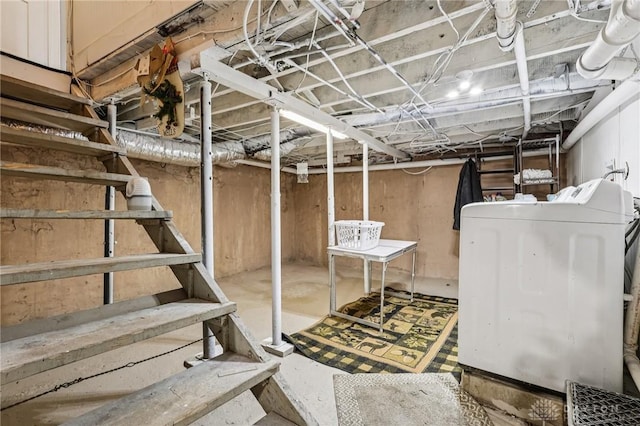 213 N Broadway St, Blanchester, OH 45107 - unfinished below grade area featuring washer and dryer
