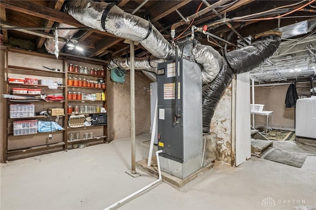 213 N Broadway St, Blanchester, OH 45107 - unfinished below grade area with washer / dryer and heating unit
