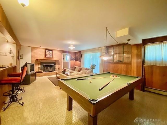 9476 Sheehan Rd, Dayton, OH 45458 - rec room with a fireplace and billiards table