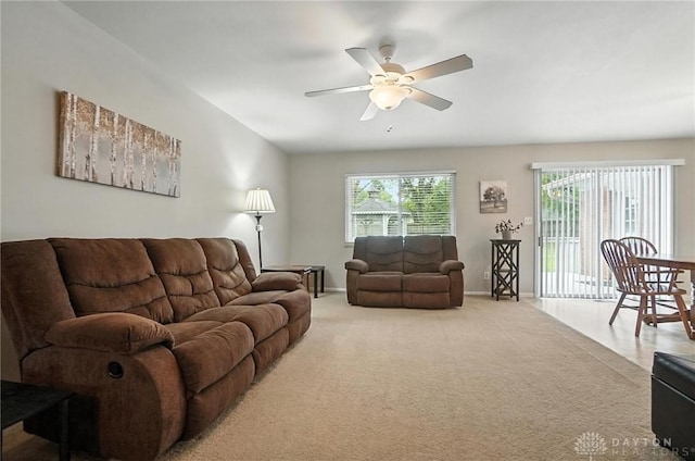 1360 Fenway Ct, Centerville, OH 45458 - living room featuring a ceiling fan and light carpet