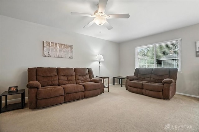 1360 Fenway Ct, Centerville, OH 45458 - living room featuring ceiling fan and carpet flooring