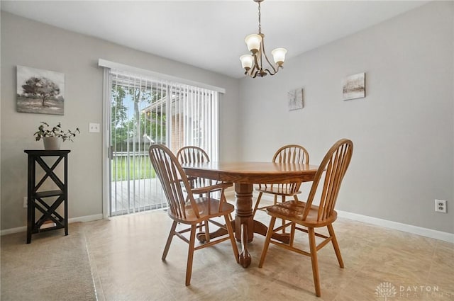 1360 Fenway Ct, Centerville, OH 45458 - dining space featuring a chandelier and baseboards