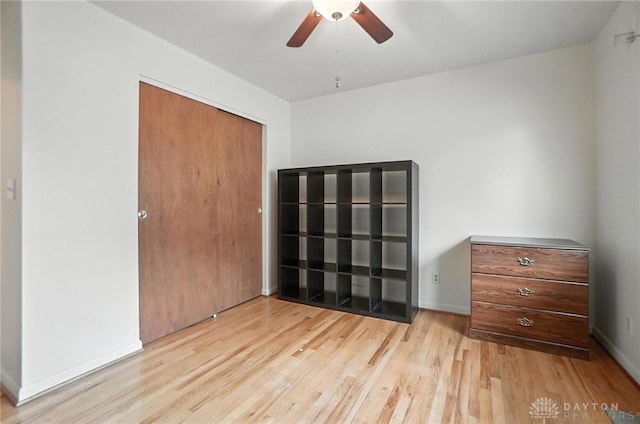 1360 Fenway Ct, Centerville, OH 45458 - unfurnished bedroom featuring wood finished floors, a closet, and a ceiling fan