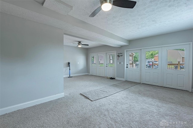 7143 S State Route 123, Blanchester, OH 45107 - entryway featuring a ceiling fan, carpet flooring, and a textured ceiling