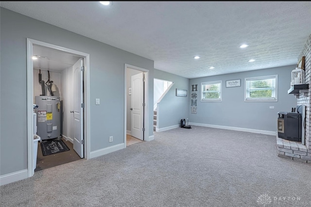 7143 S State Route 123, Blanchester, OH 45107 - below grade area featuring water heater, stairs, recessed lighting, and carpet flooring