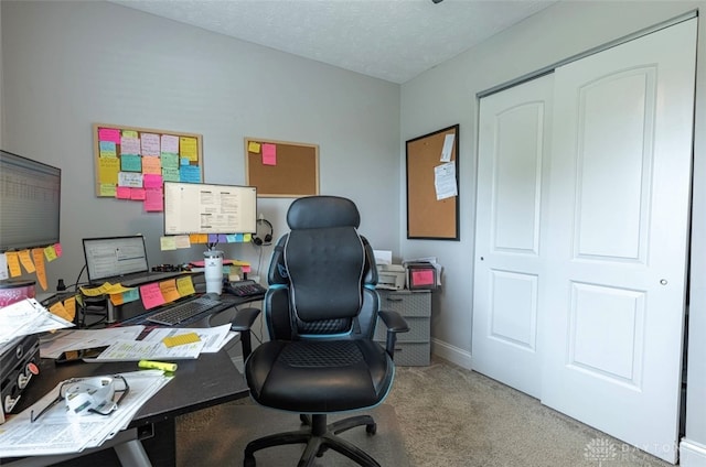 7143 S State Route 123, Blanchester, OH 45107 - carpeted home office featuring a textured ceiling and baseboards