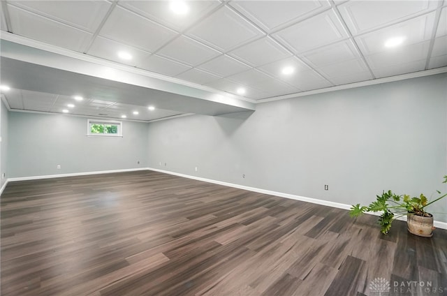 1572 Frontier Ct, Dayton, OH 45458 - basement featuring recessed lighting, dark wood-type flooring, and crown molding