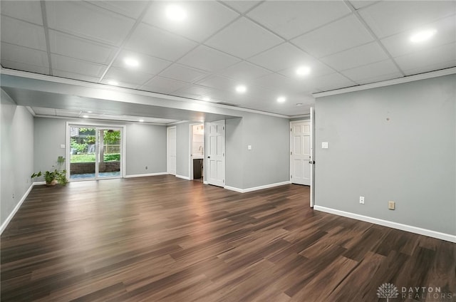 1572 Frontier Ct, Dayton, OH 45458 - unfurnished living room featuring dark wood-style floors, recessed lighting, and crown molding