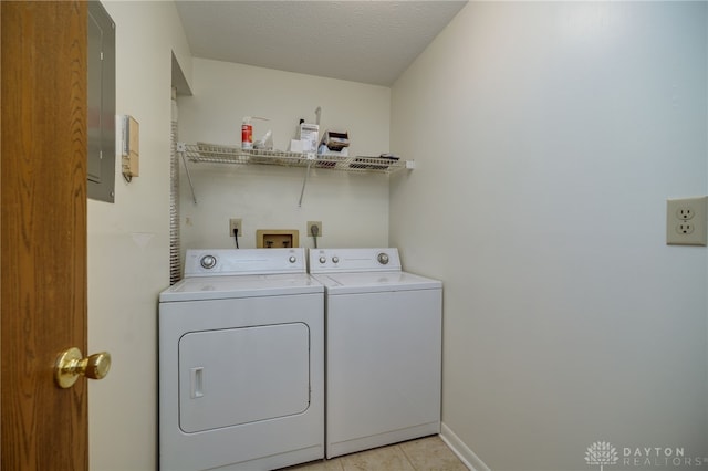 1311 Hollow Run Unit 6, Dayton, OH 45459 - washroom featuring washing machine and clothes dryer, light tile patterned floors, and electric panel