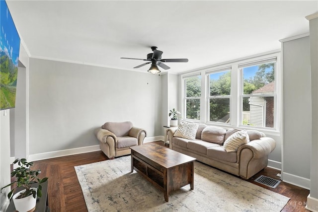 2594 Laura Ln, Norwood, OH 45212 - living area with ceiling fan, wood finished floors, and ornamental molding