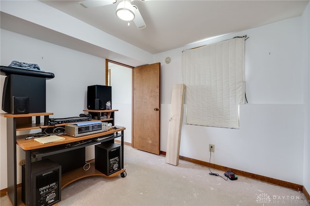 1817 El Camino Dr, Xenia, OH 45385 - office area with ceiling fan and concrete floors
