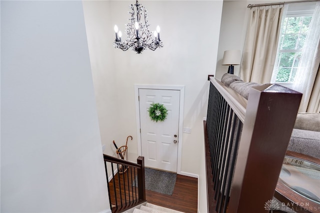 1817 El Camino Dr, Xenia, OH 45385 - foyer with a chandelier and wood finished floors