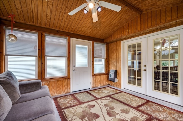 1817 El Camino Dr, Xenia, OH 45385 - sunroom / solarium featuring french doors, heating unit, and vaulted ceiling