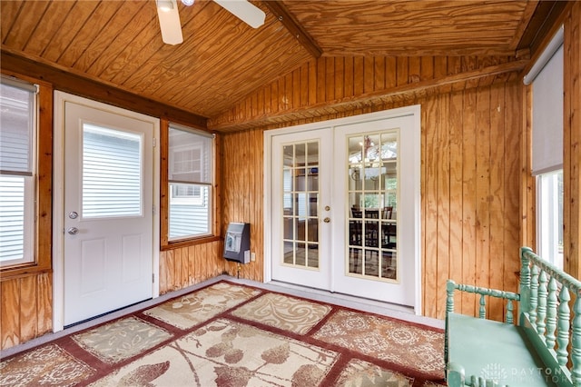 1817 El Camino Dr, Xenia, OH 45385 - unfurnished sunroom with vaulted ceiling, french doors, heating unit, and healthy amount of natural light