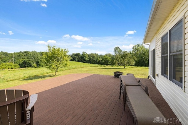 7373 Crowl Rd, Degraff, OH 43318 - wooden terrace featuring a yard and a forest view