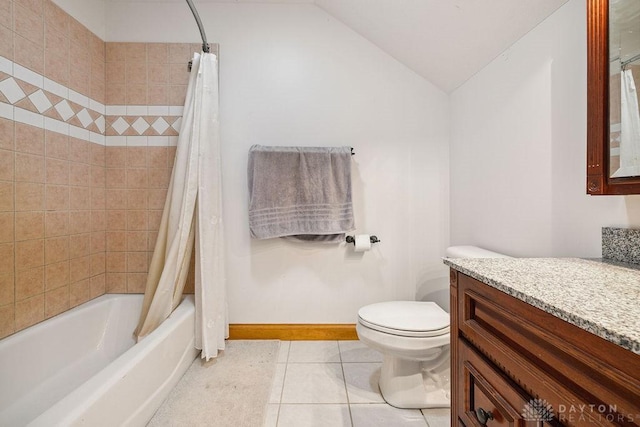 7373 Crowl Rd, Degraff, OH 43318 - full bath with vanity, tile patterned flooring, shower / bath combination with curtain, and lofted ceiling