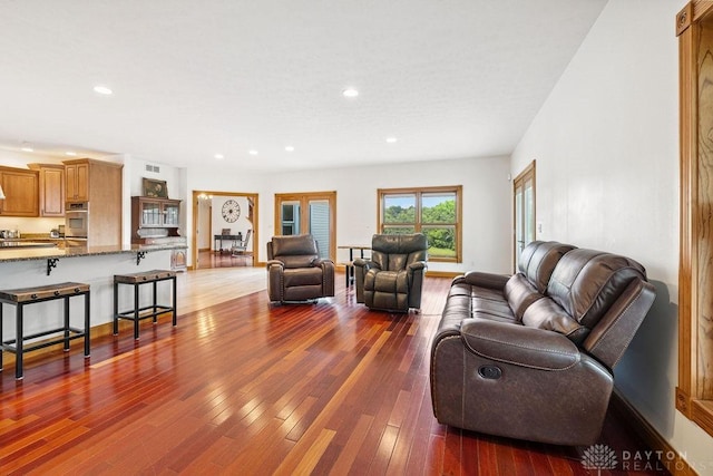 7373 Crowl Rd, Degraff, OH 43318 - living area featuring recessed lighting and dark wood-type flooring