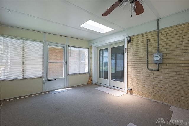 1716 Pershing Blvd, Dayton, OH 45420 - unfurnished sunroom with a skylight and a ceiling fan