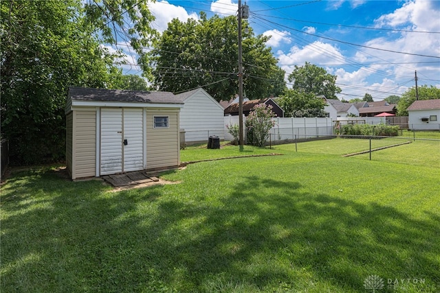 1716 Pershing Blvd, Dayton, OH 45420 - fenced backyard featuring a storage unit