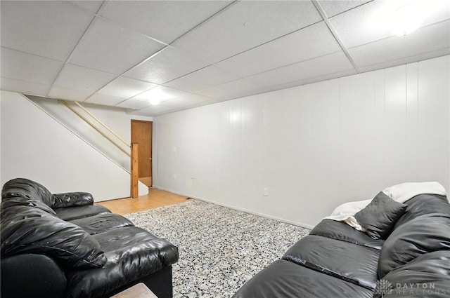 3811 Berryleaf Ct, Dayton, OH 45424 - living area with a drop ceiling and stairs