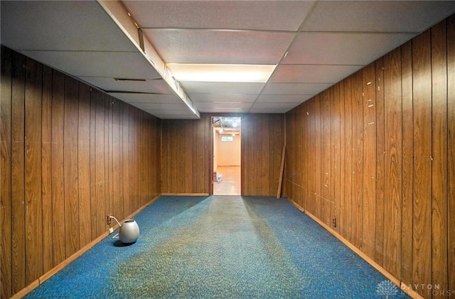 3811 Berryleaf Ct, Dayton, OH 45424 - finished below grade area featuring carpet floors, wooden walls, and a drop ceiling