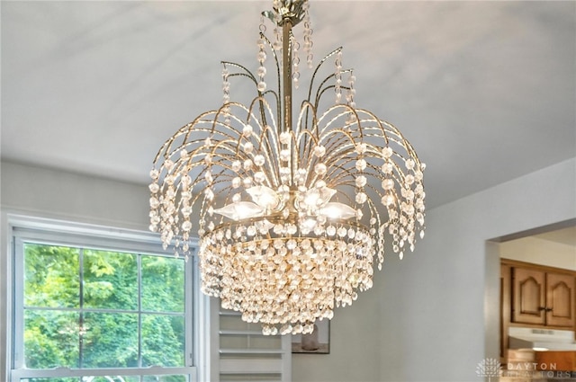 3811 Berryleaf Ct, Dayton, OH 45424 - detailed view of a chandelier and under cabinet range hood