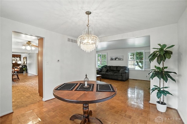 3811 Berryleaf Ct, Dayton, OH 45424 - dining space with a chandelier and a ceiling fan