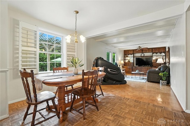 3811 Berryleaf Ct, Dayton, OH 45424 - dining area with beam ceiling and baseboards