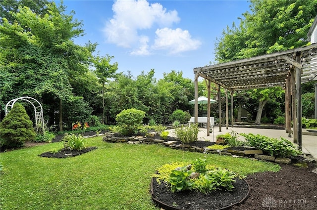 3811 Berryleaf Ct, Dayton, OH 45424 - view of grassy yard with a pergola and a patio area