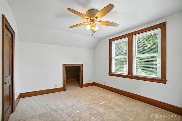 7336 Maple Ave, Cincinnati, OH 45231 - additional living space with healthy amount of natural light, carpet flooring, vaulted ceiling, and ceiling fan