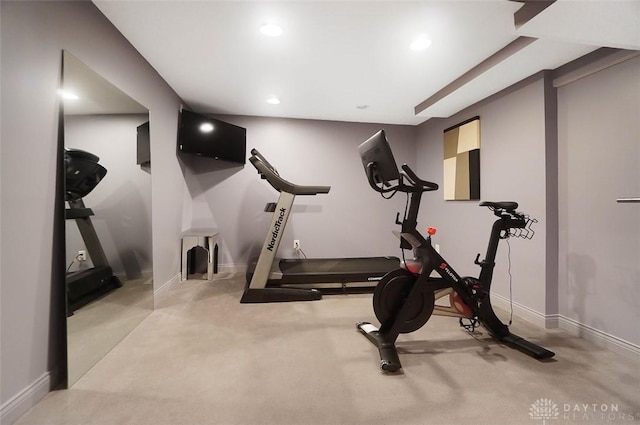 525 Heatherwoode Cir, Springboro, OH 45066 - exercise area featuring carpet and recessed lighting