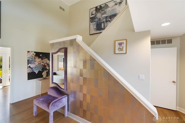 525 Heatherwoode Cir, Springboro, OH 45066 - stairway featuring wood finished floors