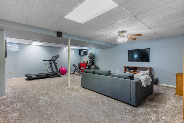274 Tamarack Trl, Springboro, OH 45066 - carpeted living area with a drop ceiling and baseboards