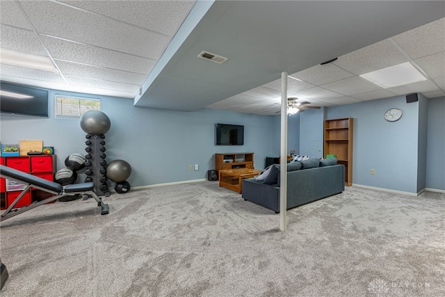274 Tamarack Trl, Springboro, OH 45066 - exercise area with a drop ceiling and carpet