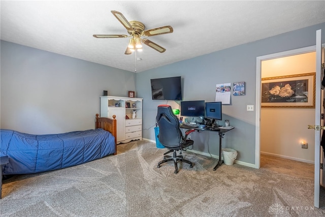 274 Tamarack Trl, Springboro, OH 45066 - bedroom with carpet flooring, a desk, and a ceiling fan