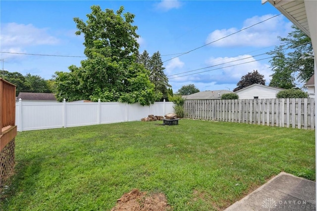 1220 Bookwalter Ave, New Carlisle, OH 45344 - fenced backyard featuring a fire pit