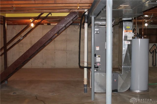 461 Poplar Grove Dr, Vandalia, OH 45377 - unfinished basement featuring water heater and stairway