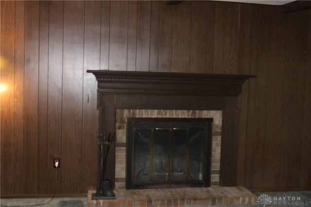 461 Poplar Grove Dr, Vandalia, OH 45377 - detailed view of a brick fireplace and wooden walls