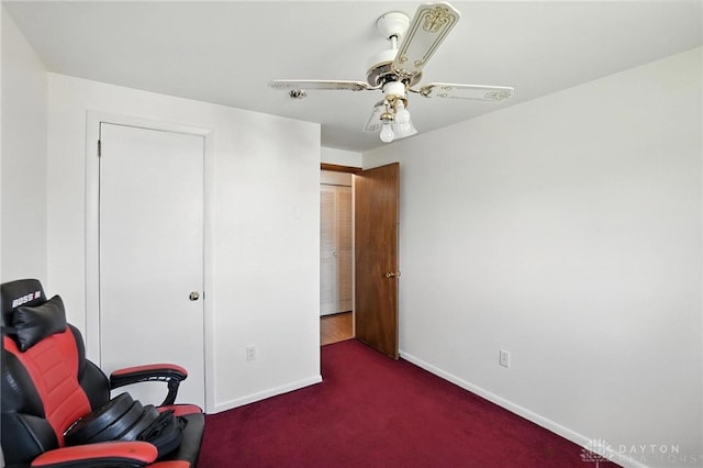 407 Overla Blvd, Englewood, OH 45322 - living area with carpet floors and ceiling fan