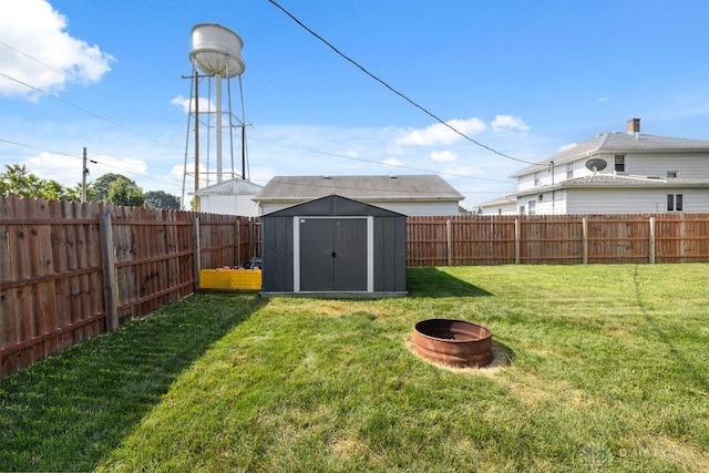 120 N Grant St, Covington, OH 45318 - fenced backyard with a fire pit and a storage unit