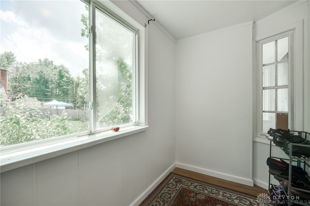 3521 E 4th St, Dayton, OH 45403 - empty room with wood finished floors and ornamental molding