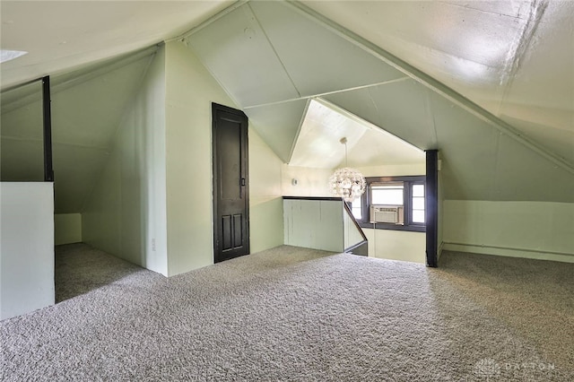 15 Harrison St, Middletown, OH 45042 - additional living space with vaulted ceiling, carpet, a chandelier, and cooling unit