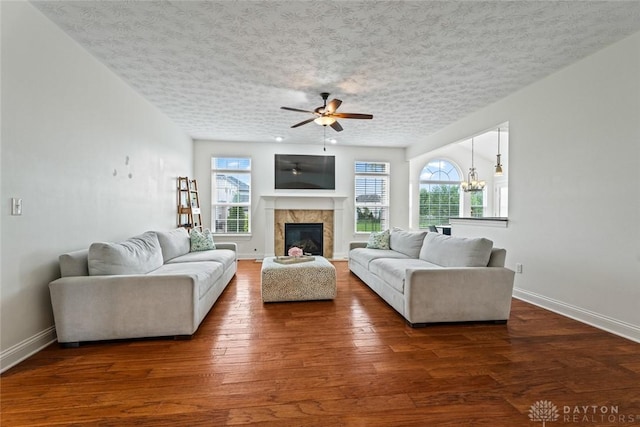 2073 Lincolnshire Dr, Beavercreek, OH 45434 - living room with healthy amount of natural light, ceiling fan, a textured ceiling, and hardwood / wood-style flooring