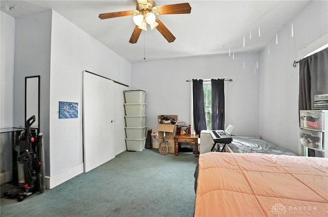 116 Elm St, Franklin, OH 45005 - bedroom with carpet flooring, a closet, and a ceiling fan