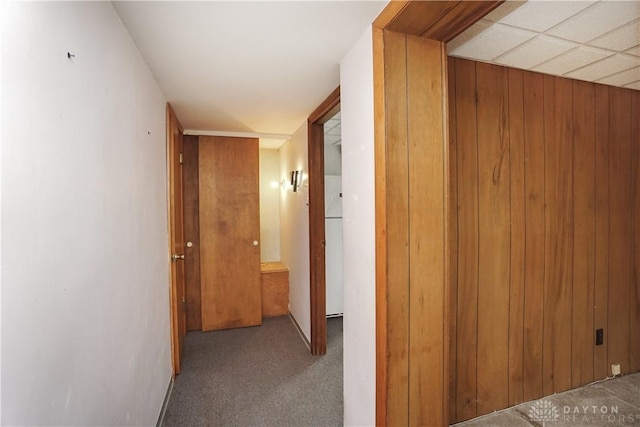 702 W Sharon Rd, Forest Park, OH 45240 - corridor featuring carpet floors and wooden walls