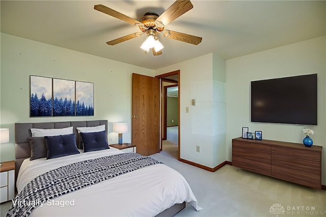 789 W Krepps Rd, Xenia, OH 45385 - bedroom featuring light colored carpet and a ceiling fan