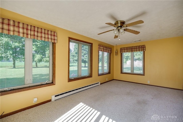 789 W Krepps Rd, Xenia, OH 45385 - carpeted empty room featuring a baseboard radiator and ceiling fan