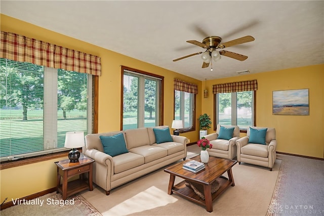 789 W Krepps Rd, Xenia, OH 45385 - living area with ceiling fan and light carpet